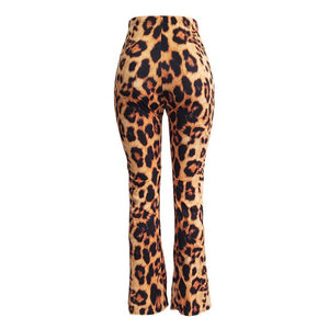 Leopard Print  Flared Pants